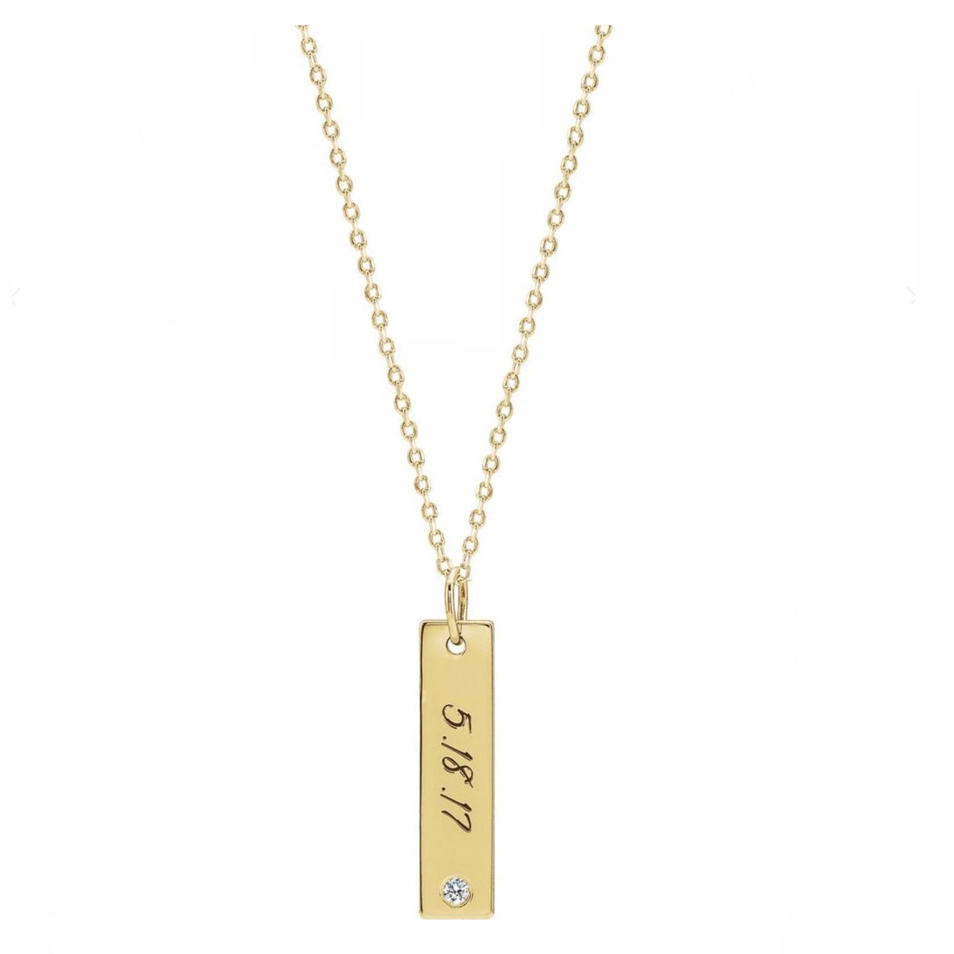 Personalized Diamond Embellished Vertical Bar Necklace
