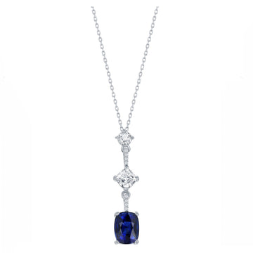 Blue Sapphire Drop Line Necklace