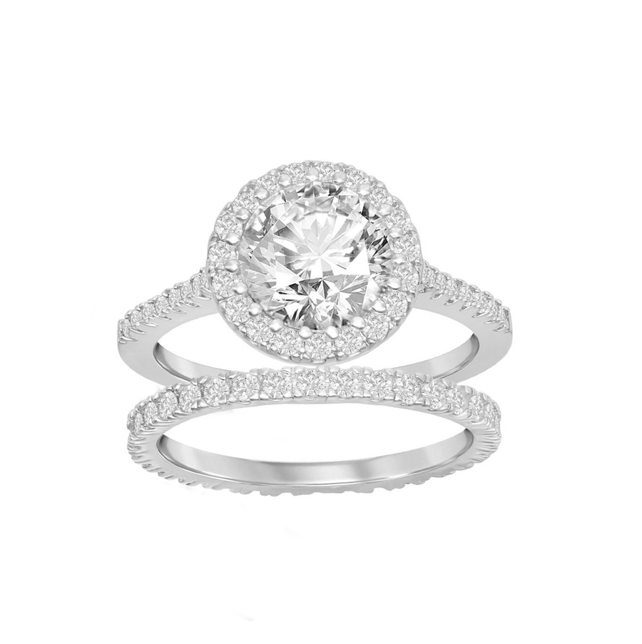 French Set Round Halo Ring Set