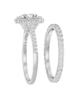Round Double Halo and Baguette Ring Set