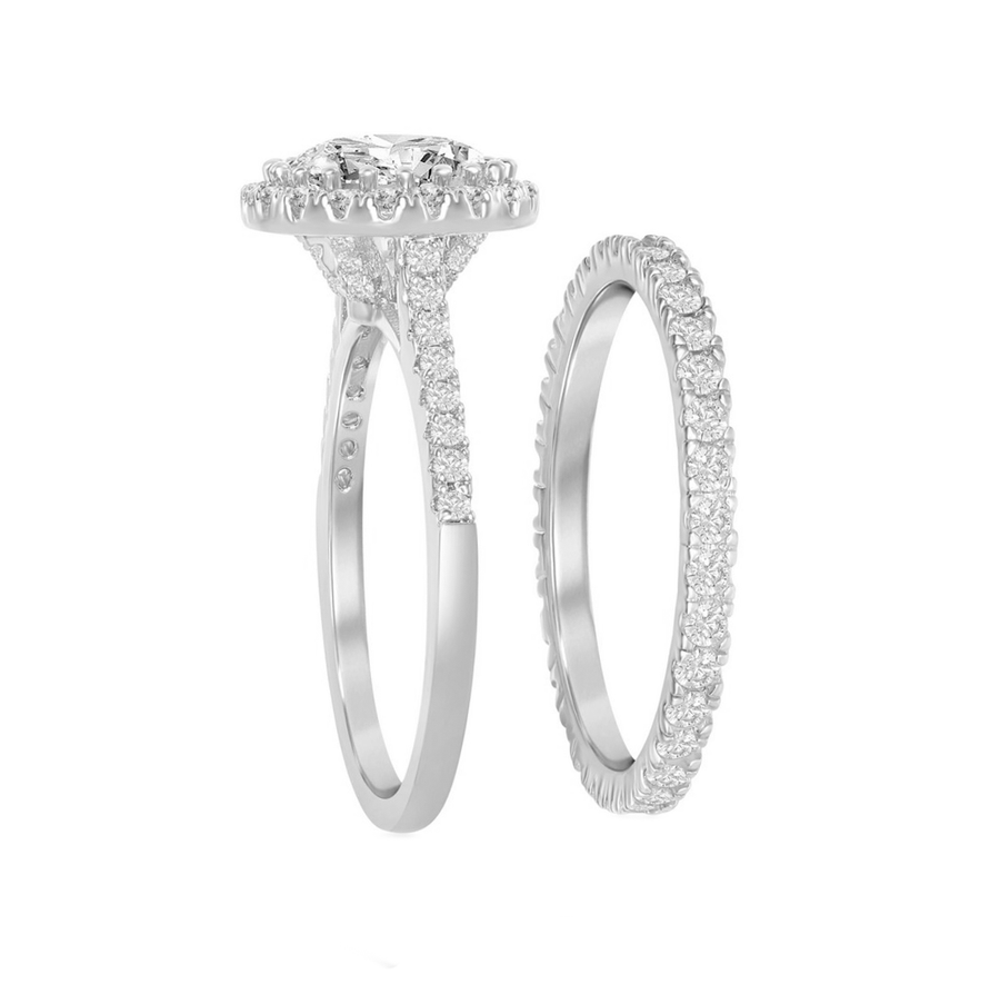 French Set Round Halo Ring Set