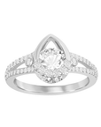Pear-Frame Round Sparkle Ring