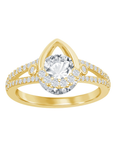 Pear-Frame Round Sparkle Ring