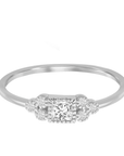 Petite Square and Trio Side Stone Ring
