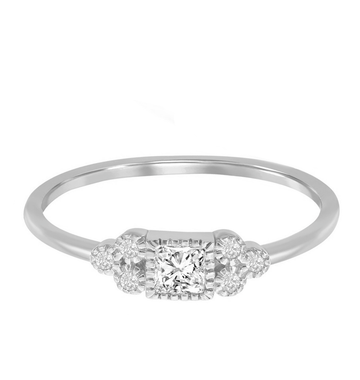 Petite Square and Trio Side Stone Ring