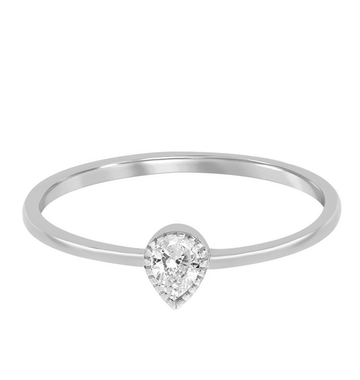 Petite Pear Solitaire Ring