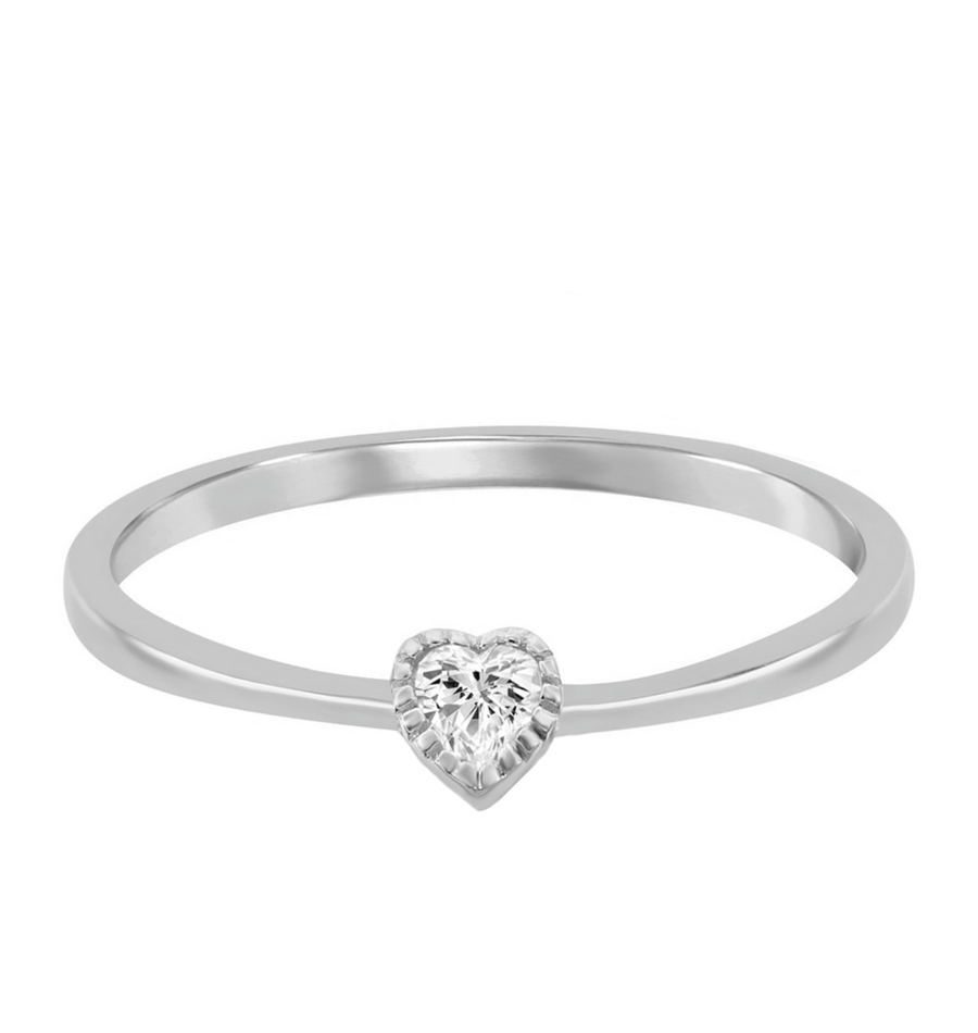 Petite Heart Solitaire Ring
