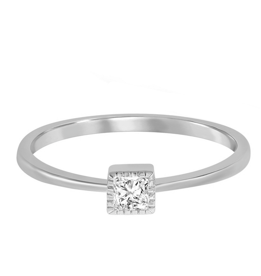 Petite Square Solitaire Ring