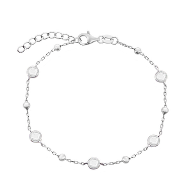 CZ Bezel Bead Chain Bracelet