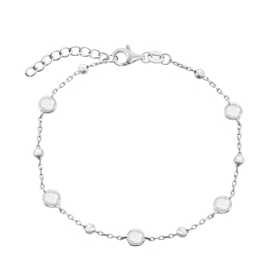 CZ Bezel Bead Chain Bracelet