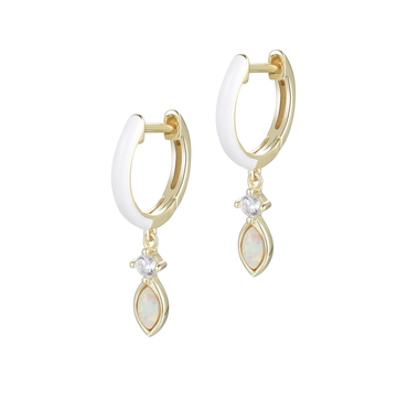 Enamel Opal Huggies Earrings (Available in 4 Colors)