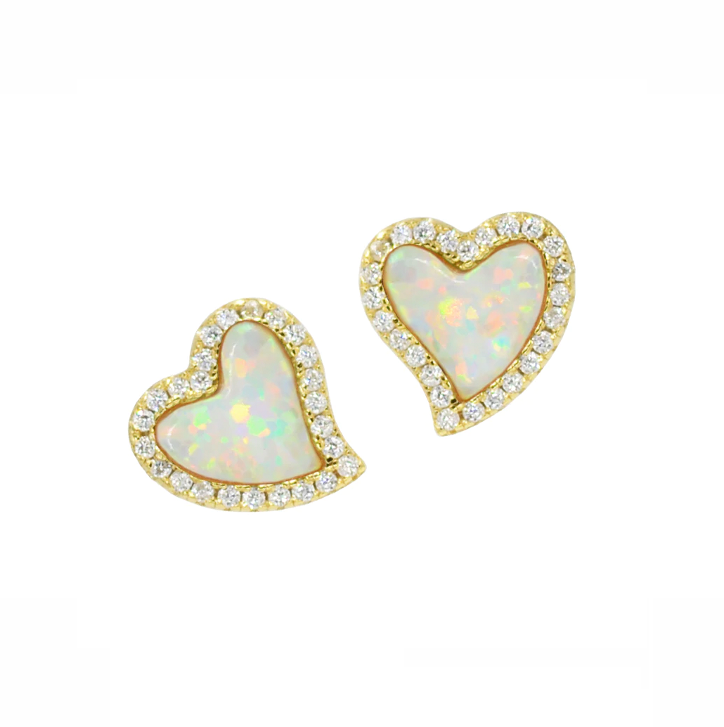 Opal Heart Stud Earrings (Available in 5 Colors)