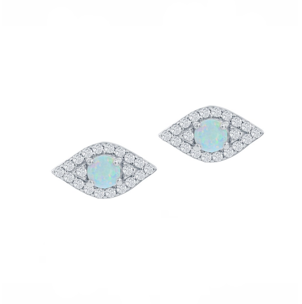 Evil Eye Opal Sparkle Stud Earrings (Available in 2 Colors)