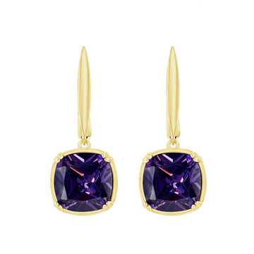 Amethyst Cushion Drop Earrings