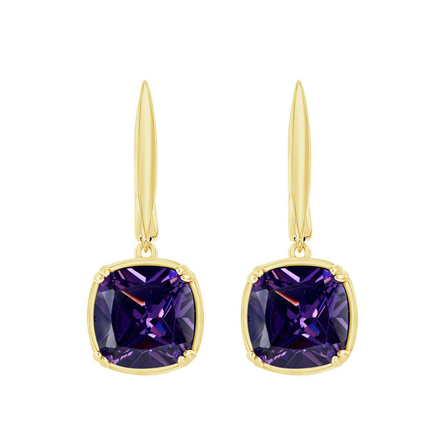 Amethyst Cushion Drop Earrings