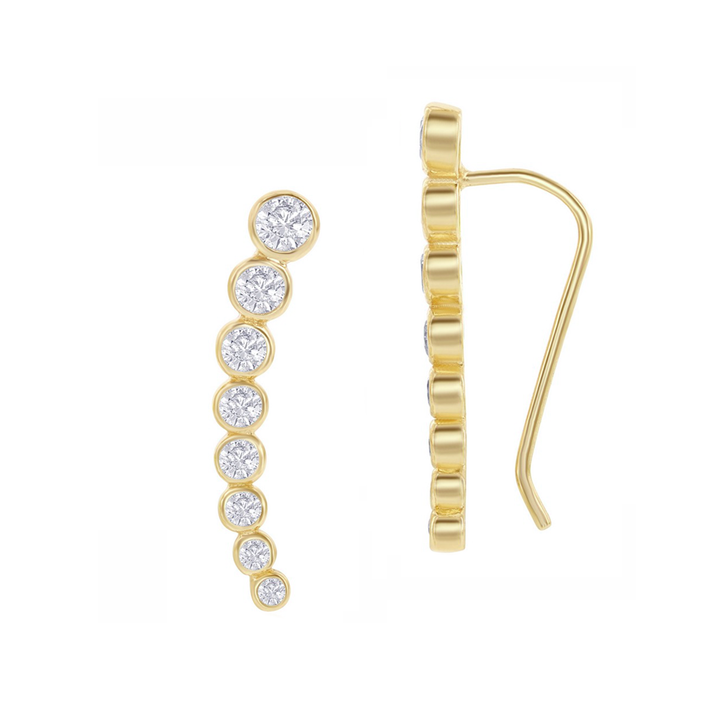 Graduated Bezel Crawler Earrings