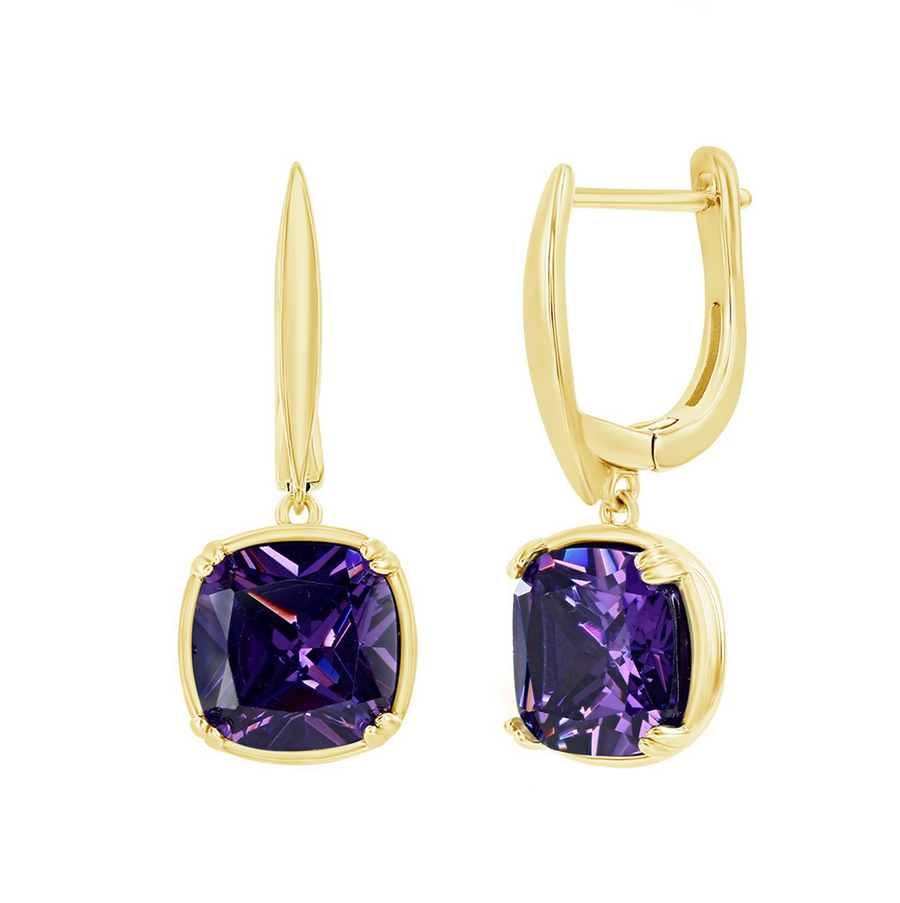 Amethyst Cushion Drop Earrings