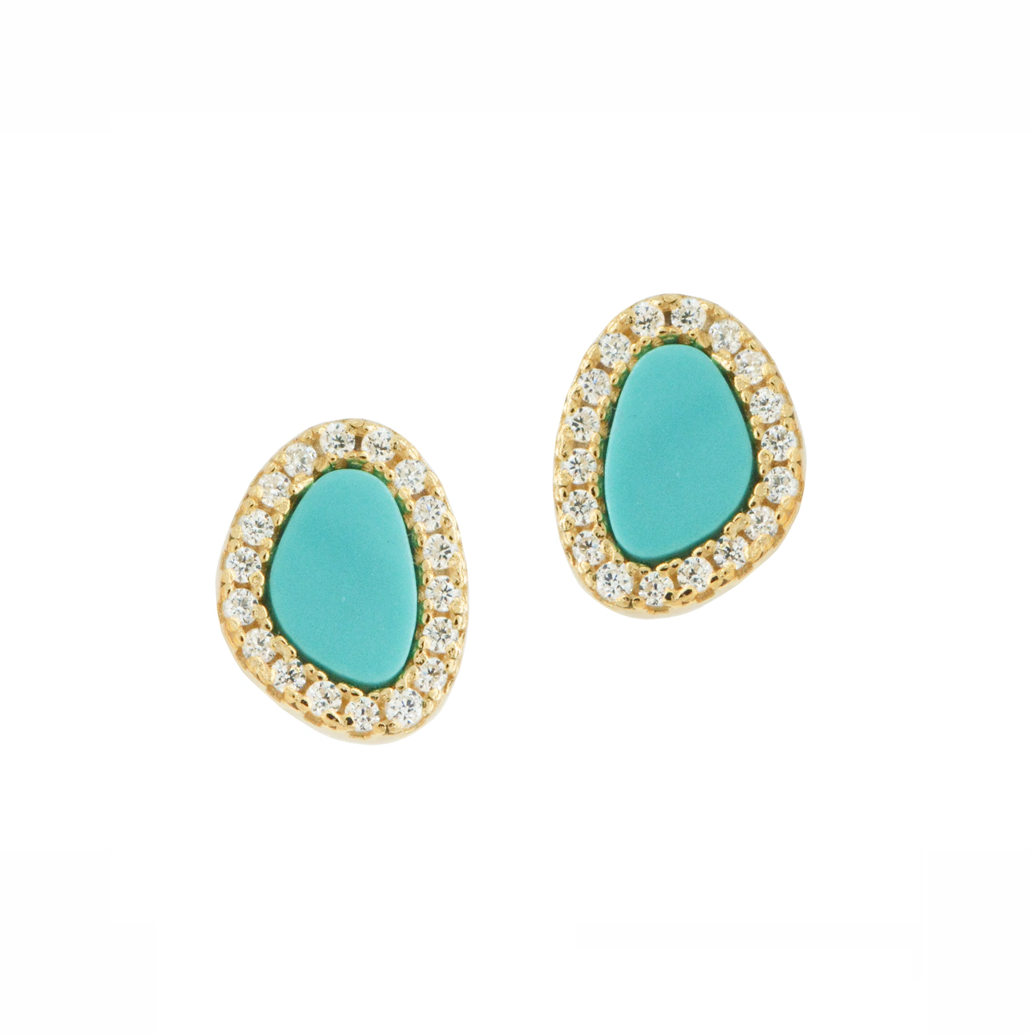 Turquoise Pebble Stud Earrings