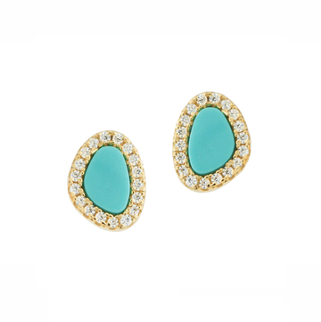 Turquoise Pebble Stud Earrings