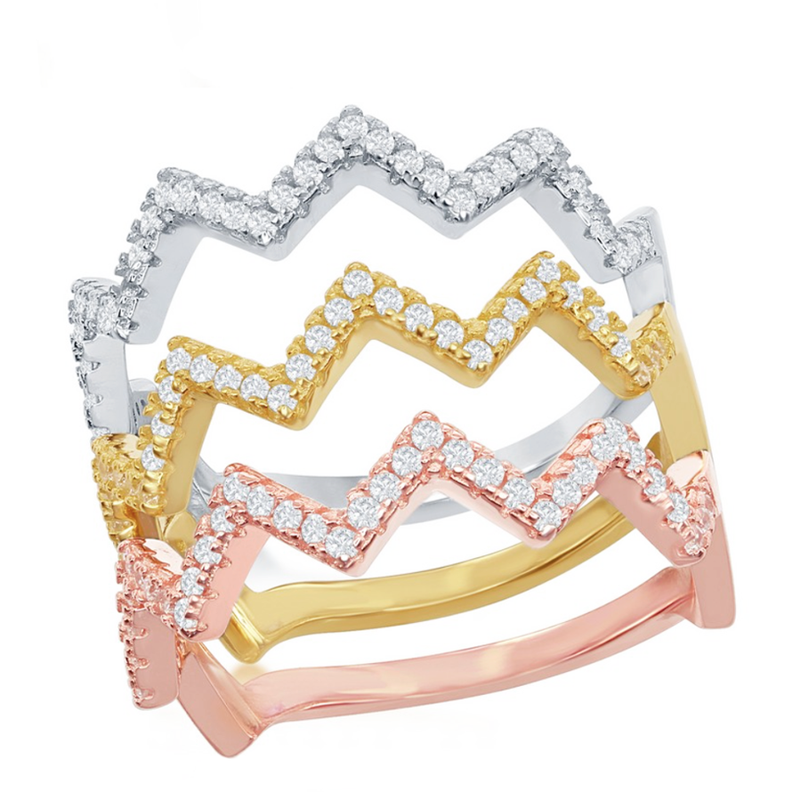 Tri-Color ZigZag Band Set