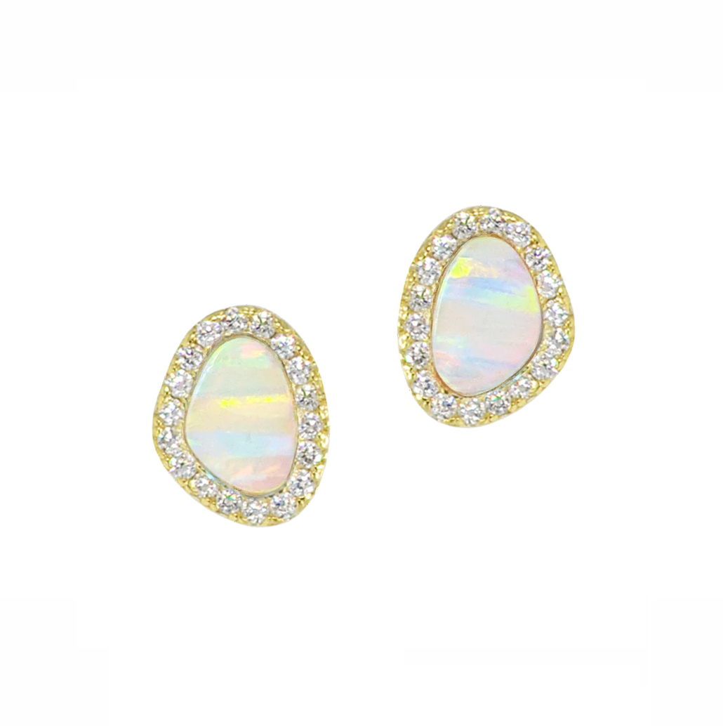 Opal Pebble Stud Earrings (Available in 10 Colors)