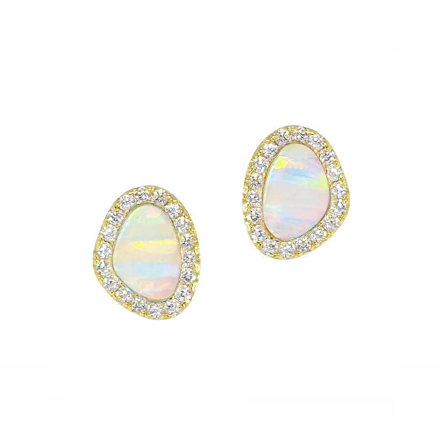 Opal Pebble Stud Earrings (Available in 10 Colors)
