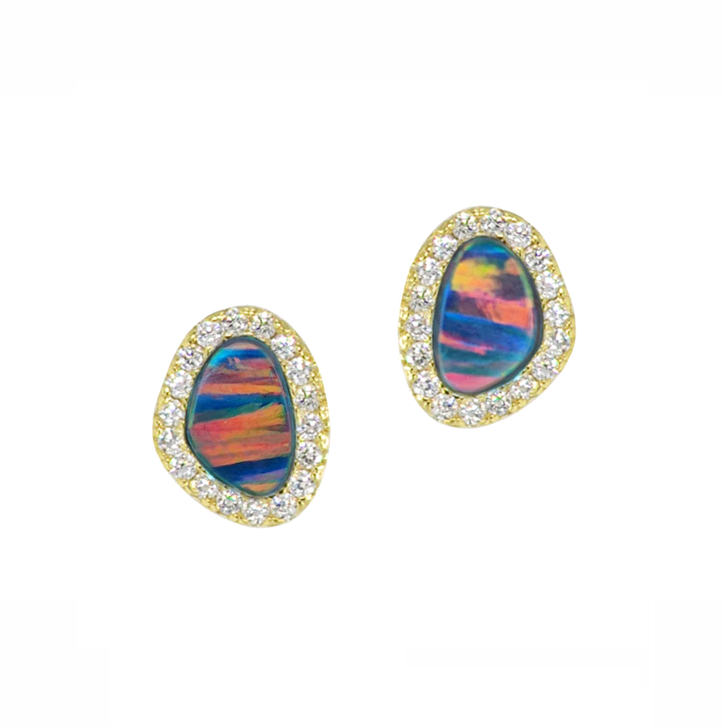 Opal Pebble Stud Earrings (Available in 10 Colors)