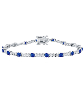 Round Blue Sapphire Tennis Bracelet