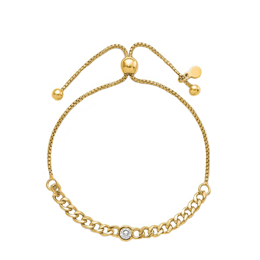 Curb Link CZ  Bolo Bracelet