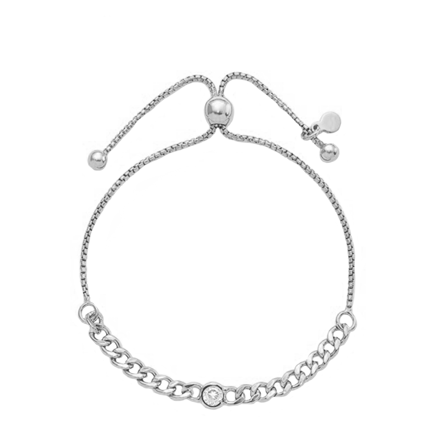 Curb Link CZ  Bolo Bracelet