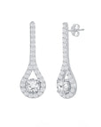 Elongated Pear Halo Earrings