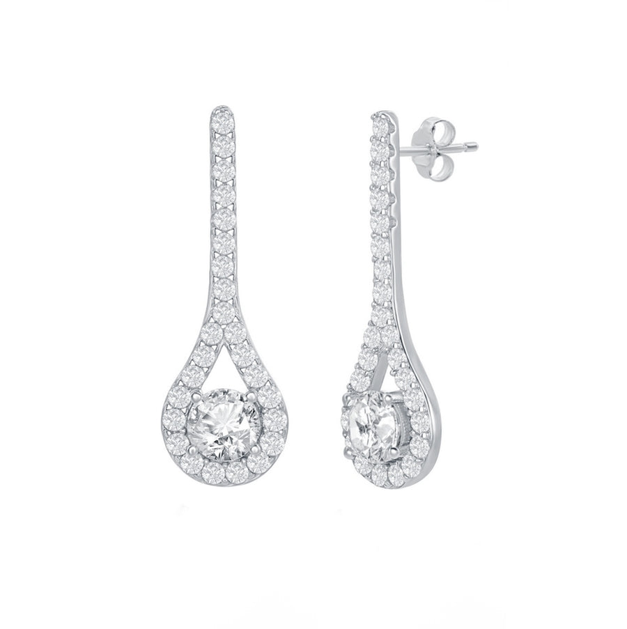 Elongated Pear Halo Earrings
