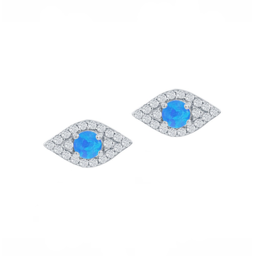 Evil Eye Opal Sparkle Stud Earrings (Available in 2 Colors)