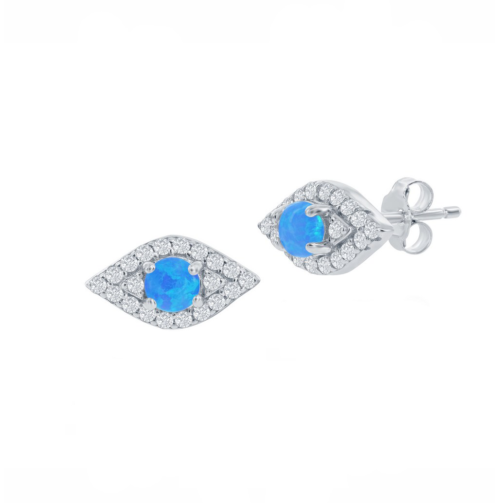Evil Eye Opal Sparkle Stud Earrings (Available in 2 Colors)