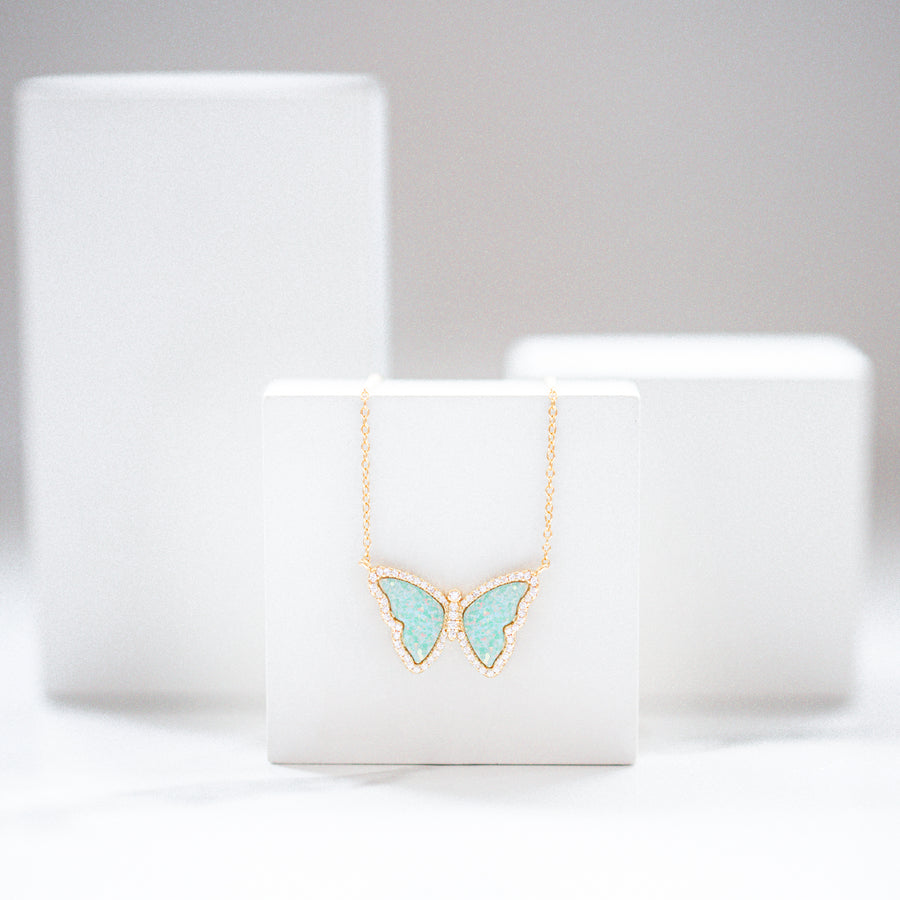 Opal Butterfly Necklace (Available in 10 Colors)