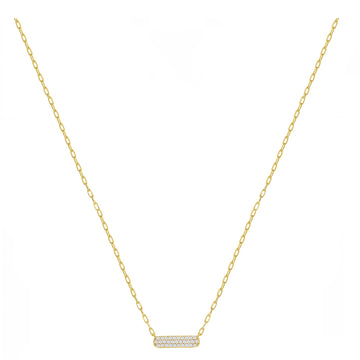 Pave Oval Bar Necklace