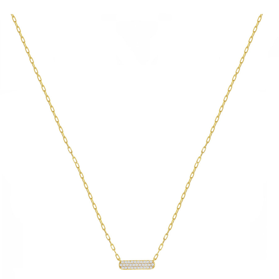 Pave Oval Bar Necklace