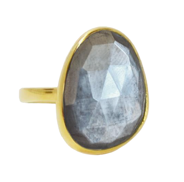 Mystic Grey Moonstone Pebble Ring