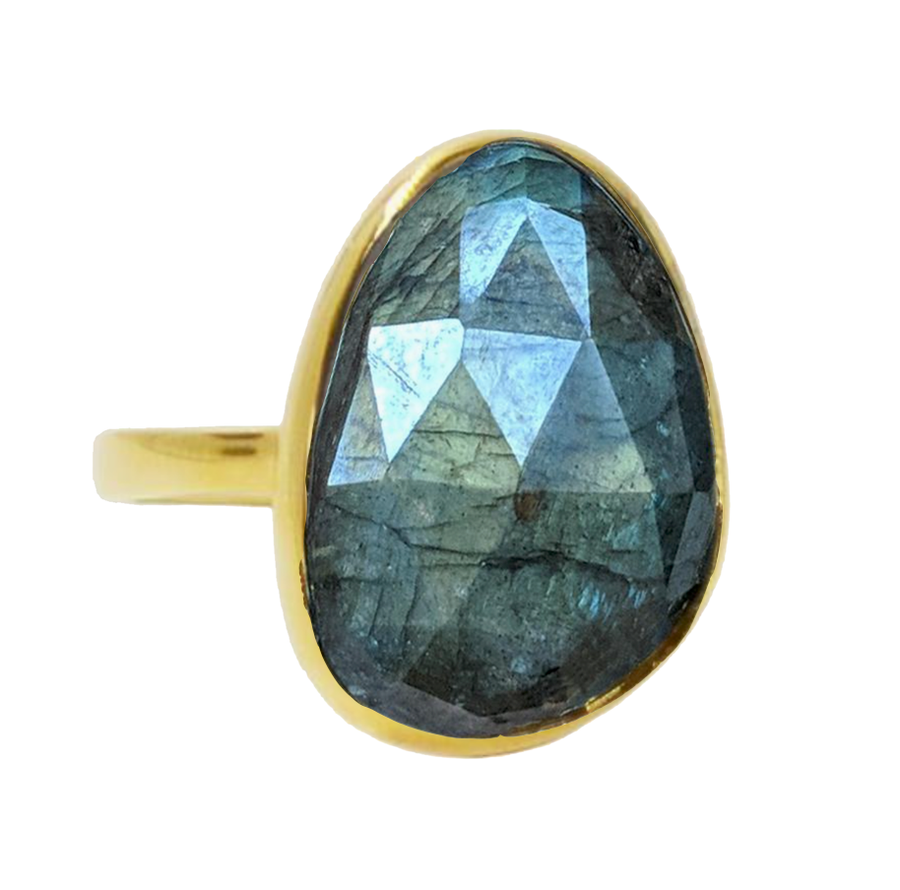 Mystic Labradorite Pebble Ring