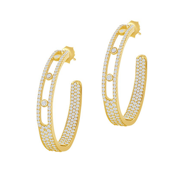 Inside-Out Bezel Accent Pave Sparkle Hoops