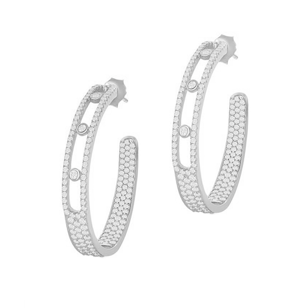 Inside-Out Bezel Accent Pave Sparkle Hoops