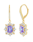 Asscher Lavender Sparkle Drop Earrings