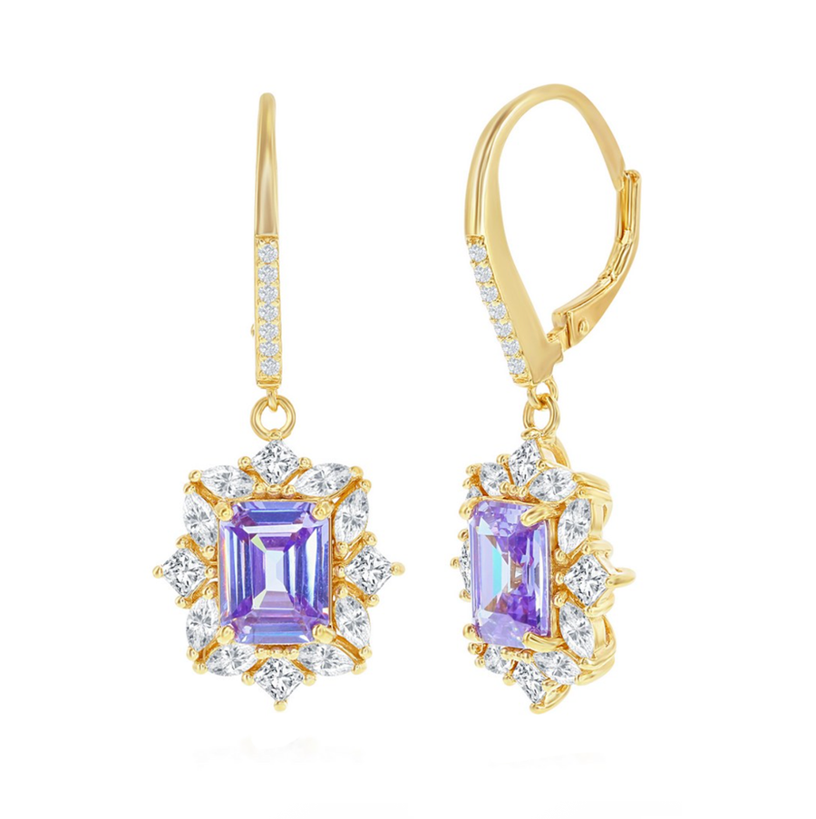Asscher Lavender Sparkle Drop Earrings