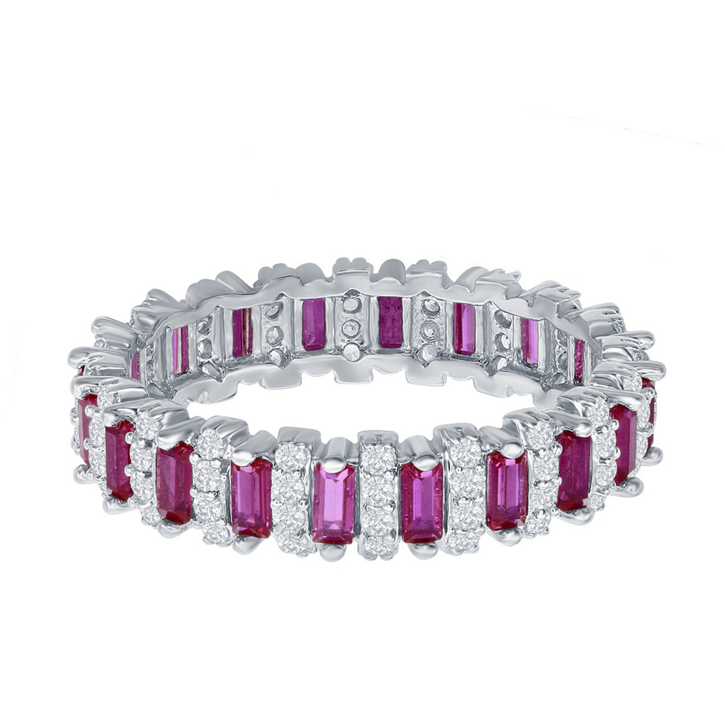 Round and Ruby Baguette Eternity Band