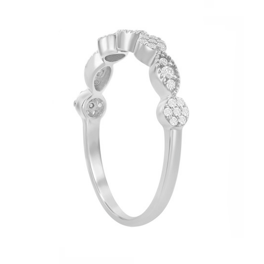 Alternating Pave Round and Marquise Station Band