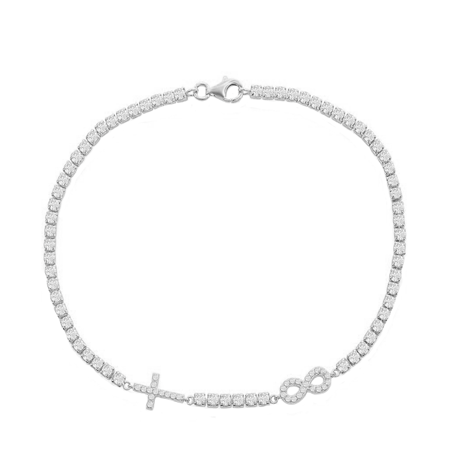 Sparkle Infinity and Cross Station Tennis Anklet
