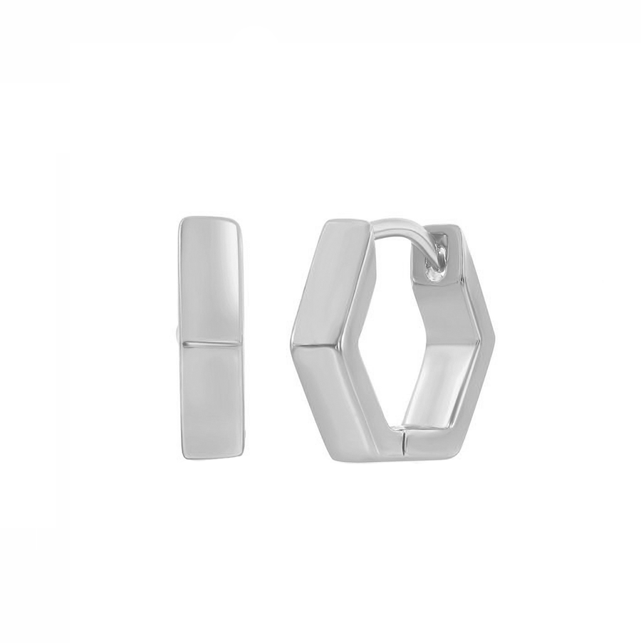 Hexagon Huggie Earrings