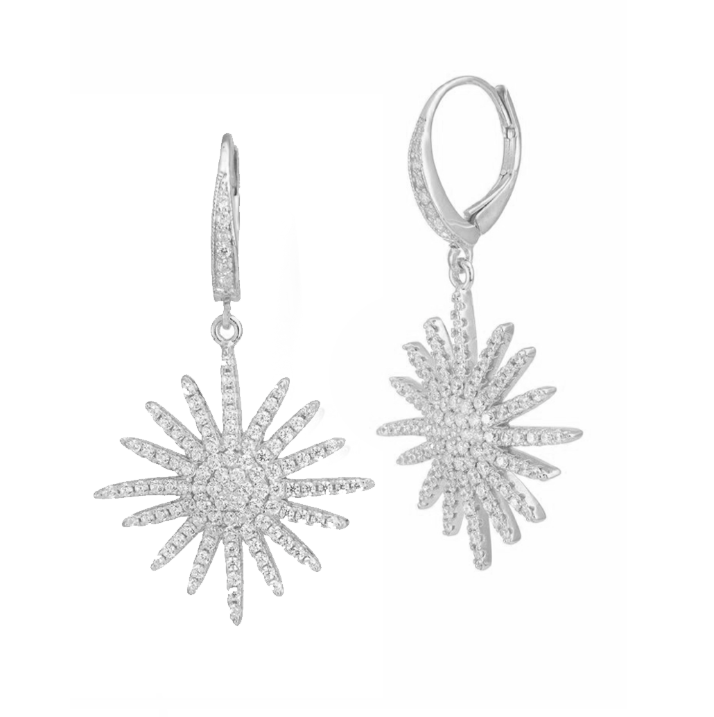 Pave Starburst Drop Earrings