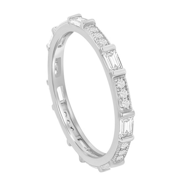 Alternating Pave and Baguette Eternity Ring
