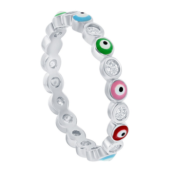 Sparkle Multi-Color Evil Eye Eternity Band